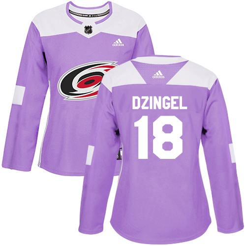 Adidas Hurricanes #18 Ryan Dzingel Purple Authentic Fights Cancer Women's Stitched NHL Jersey